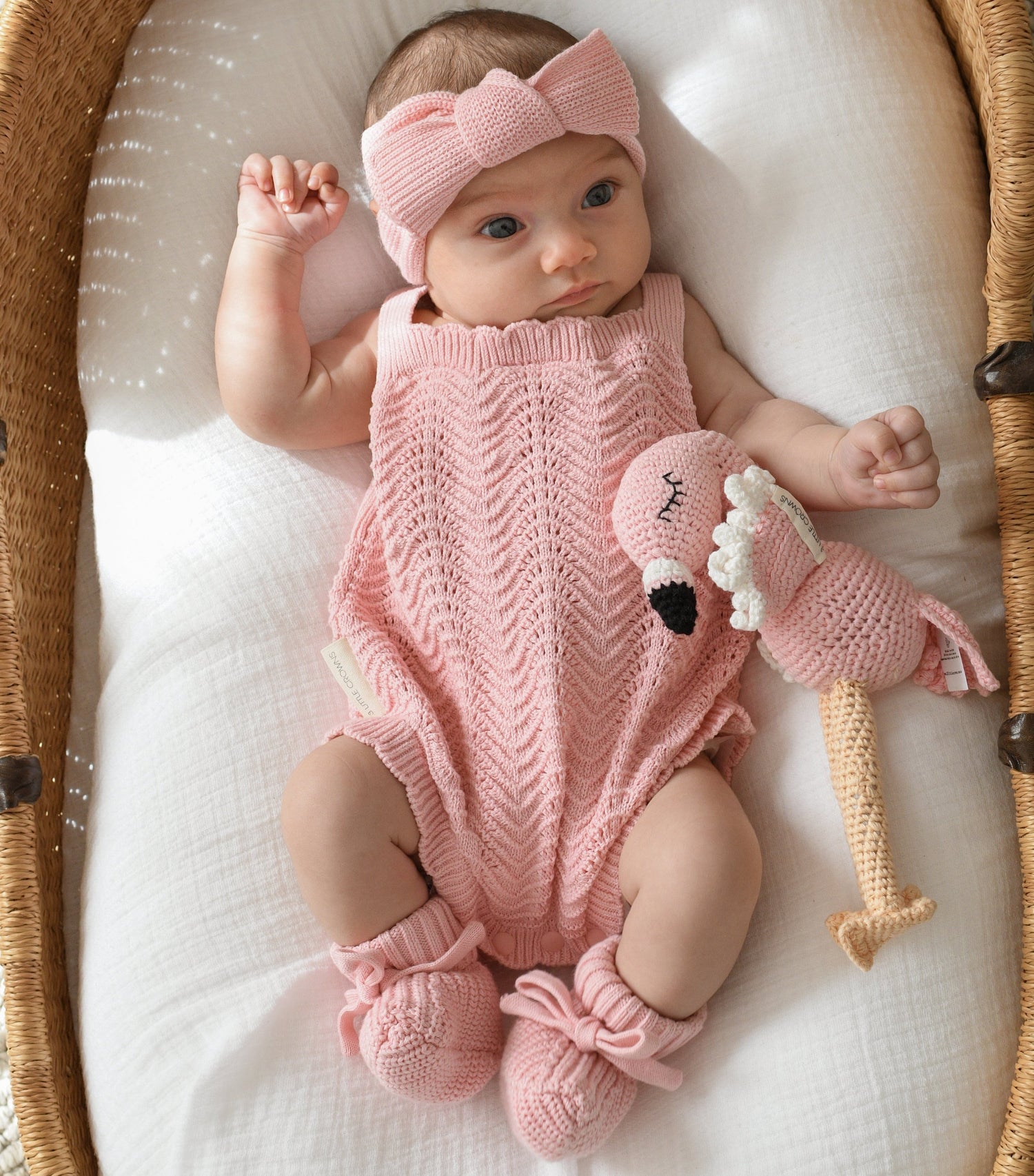 Textured Knit Booties - Pink