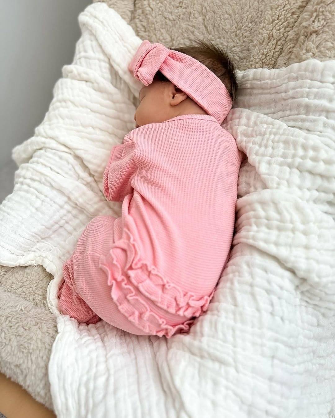 My First Outfit - Bubblegum - Flutter Bum Onesie & Topknot Set