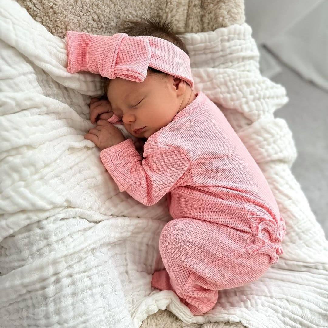 My First Outfit - Bubblegum - Flutter Bum Onesie &amp; Topknot Set