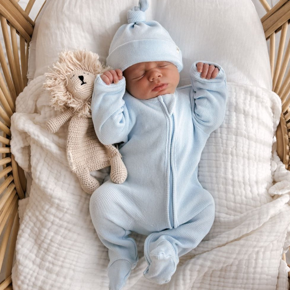 My First Outfit - Baby Blue - Onesie & Beanie Set