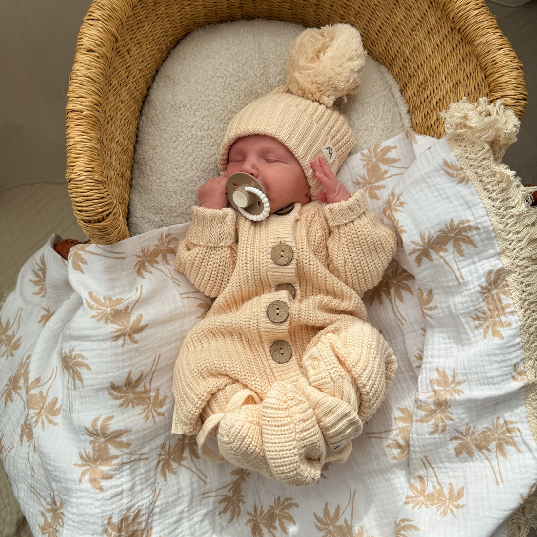 Textured Knit Booties - Oat