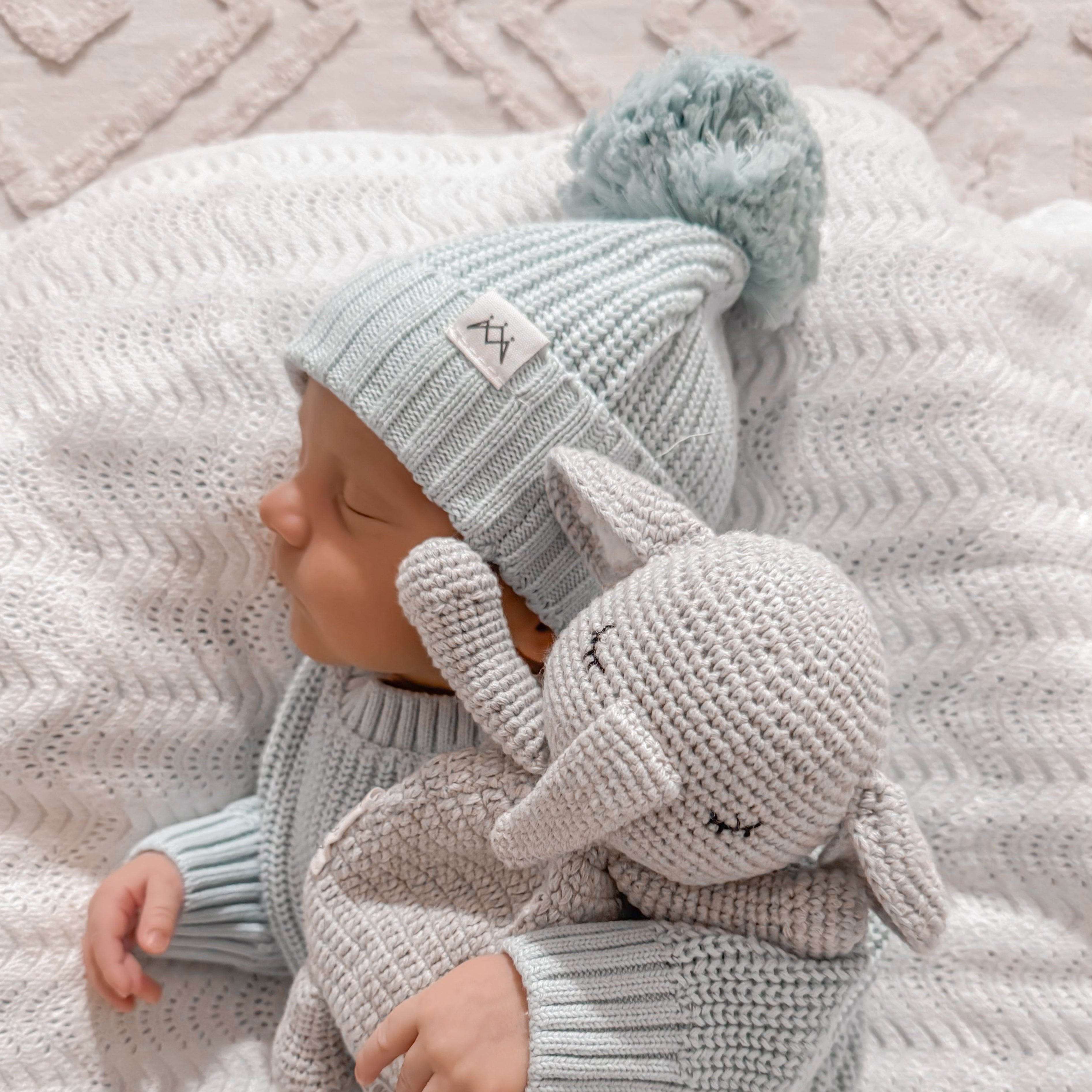 Textured Knit Beanie - Stormy Blue