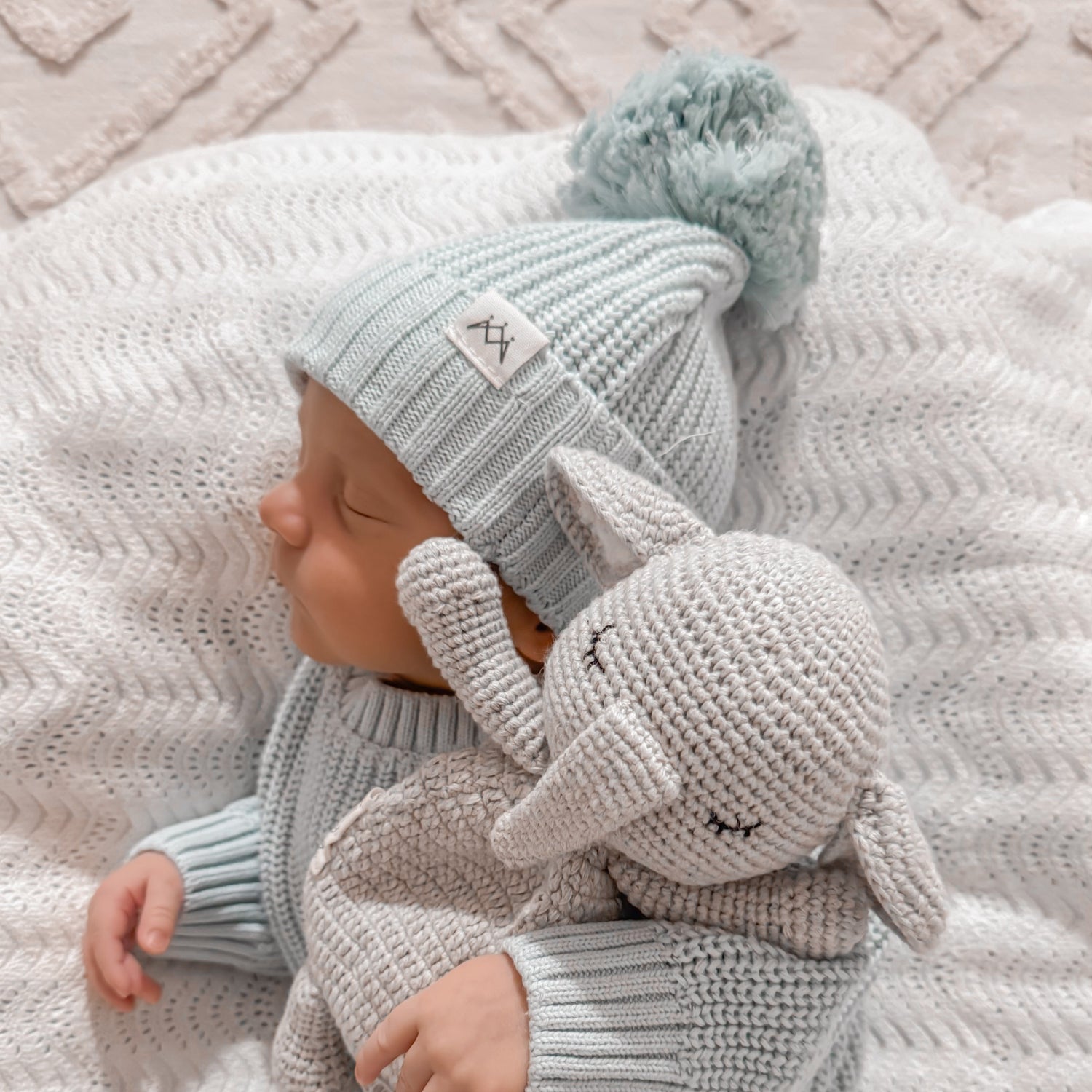 Textured Knit Beanie - Stormy Blue