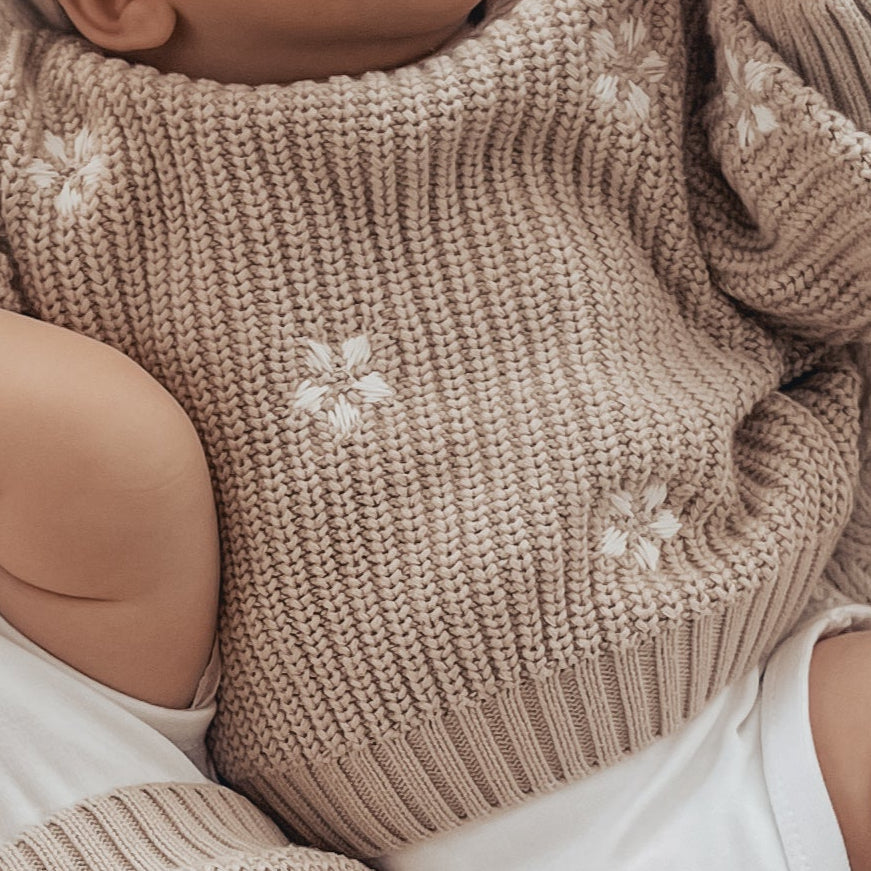 Chunky Knit Jumper - Flowers