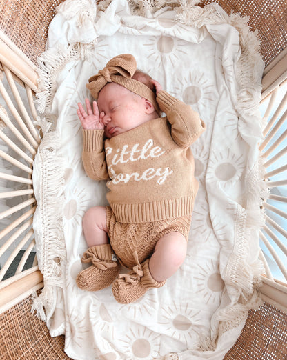 Fringe Swaddle Blanket - Sun