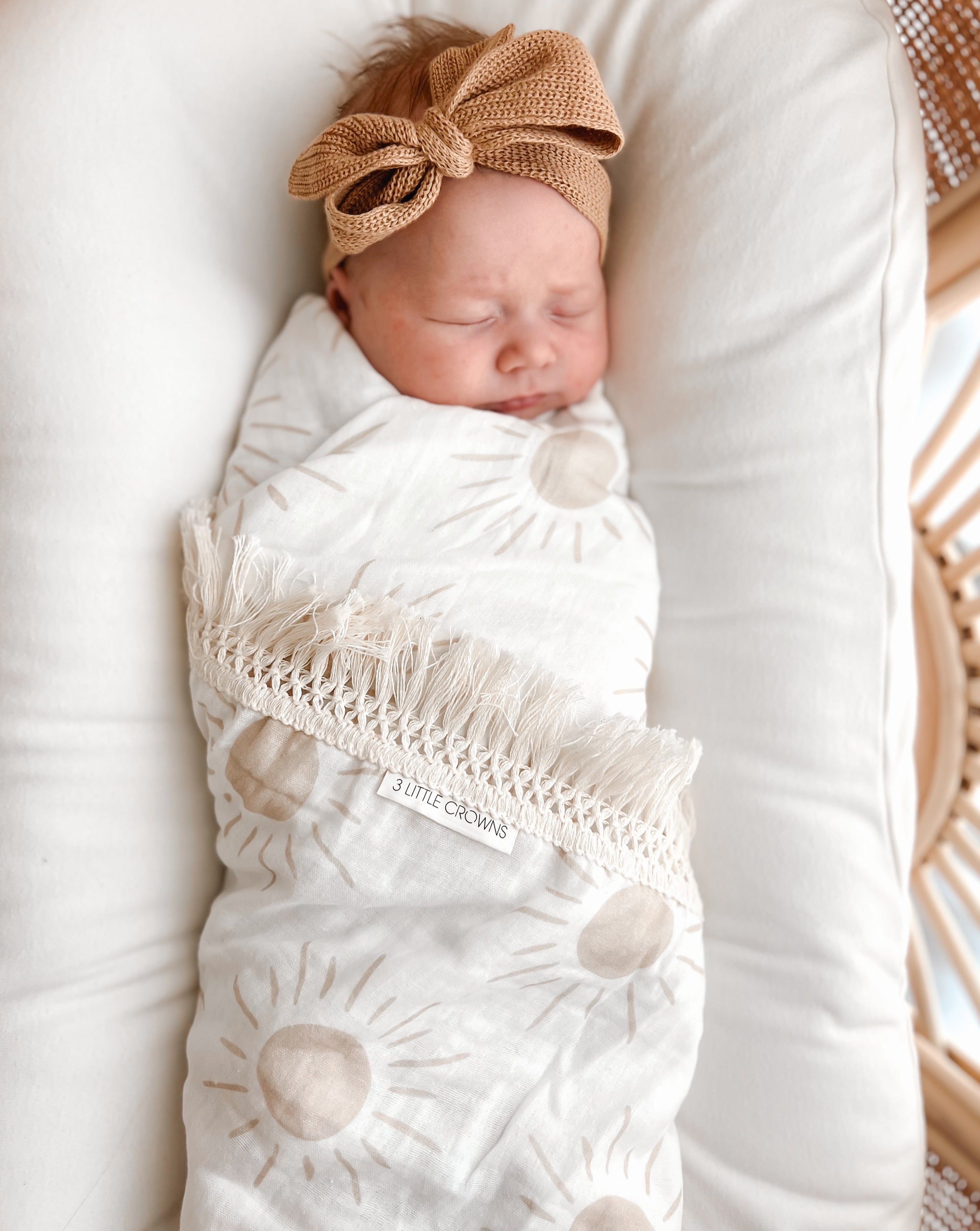 Fringe Swaddle Blanket - Sun