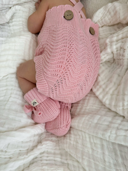 Textured Knit Booties - Pink