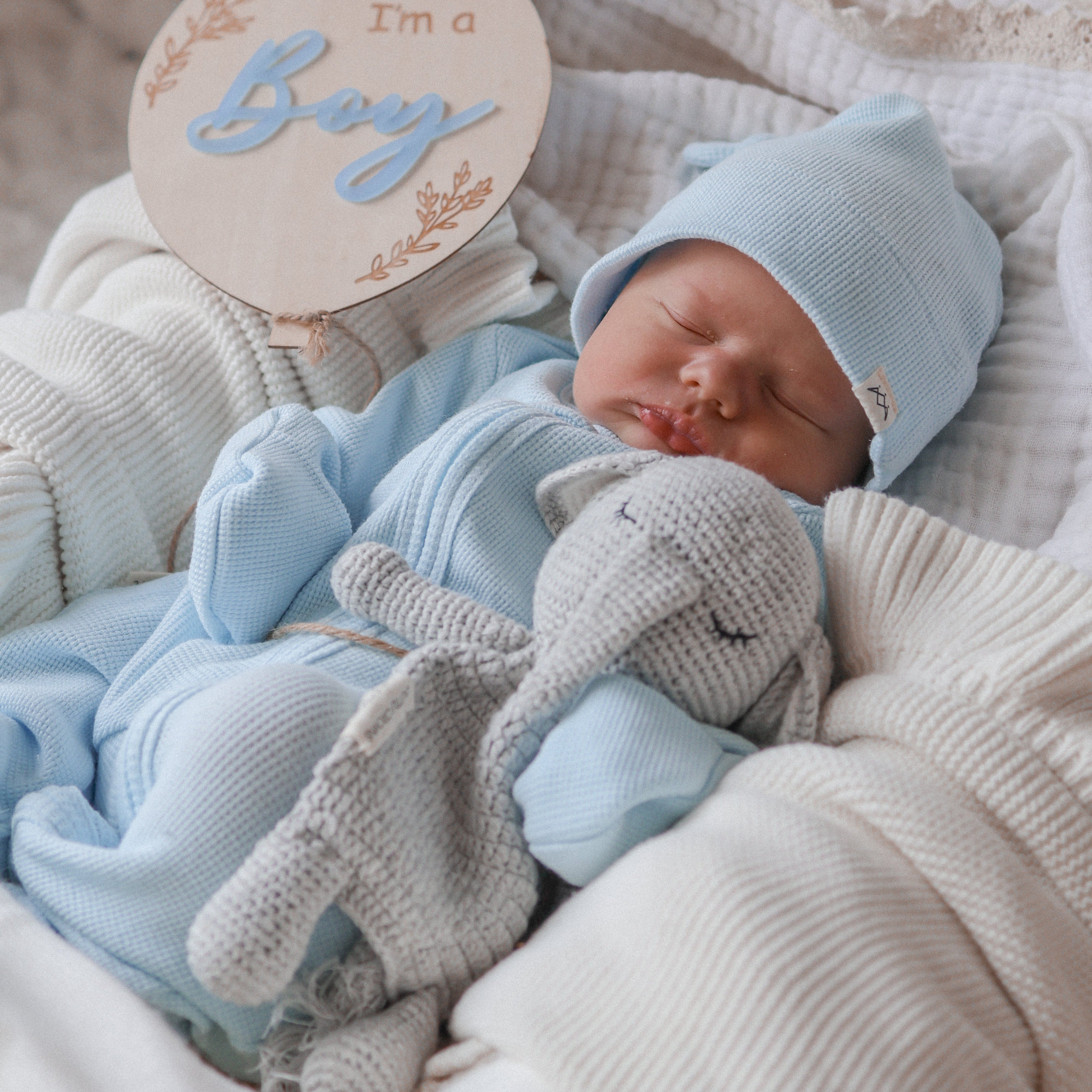 My First Outfit - Baby Blue - Onesie & Beanie Set