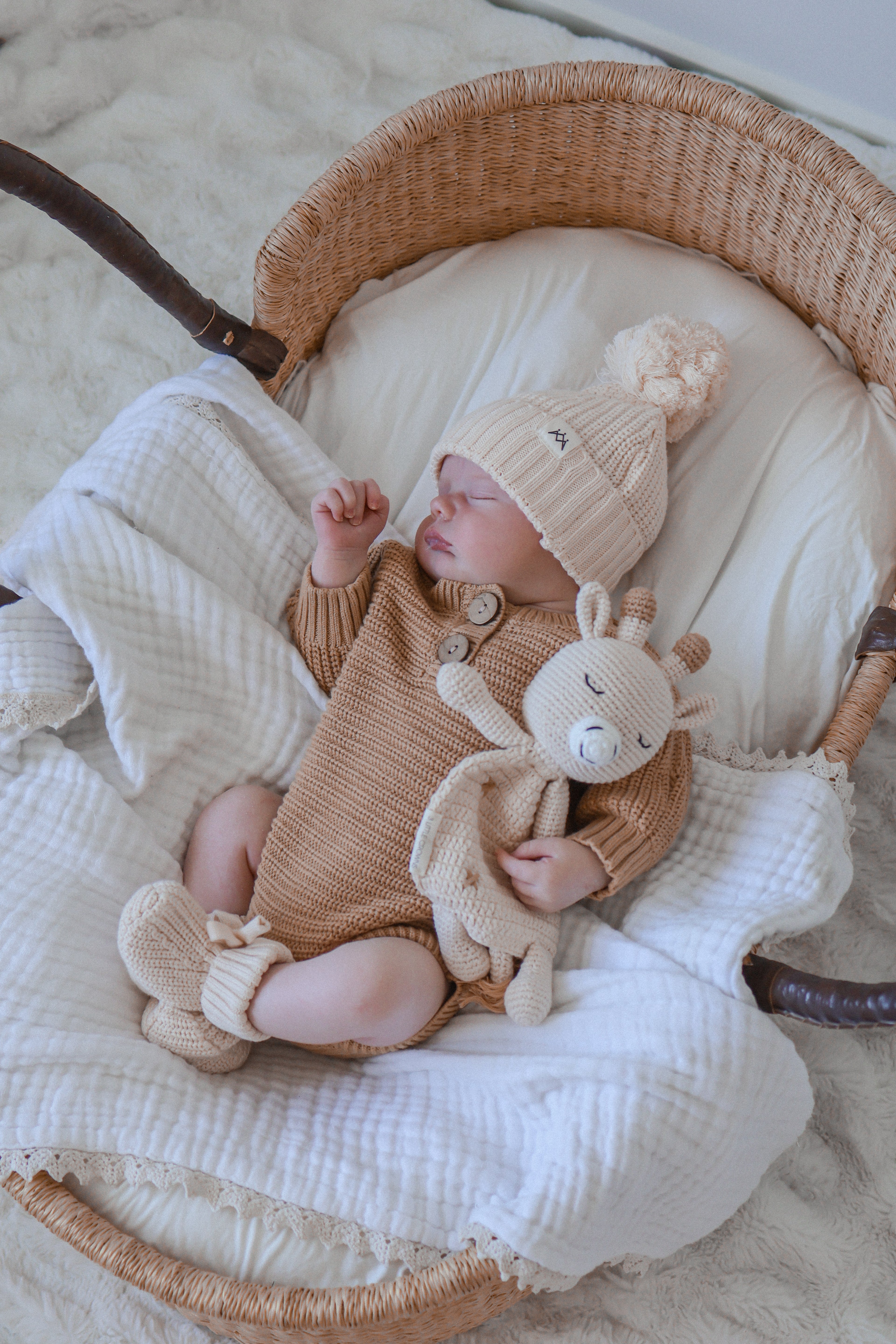 Textured Knit Booties - Oat