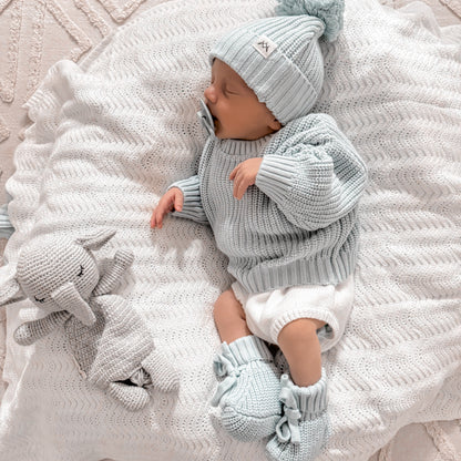 Textured Knit Beanie - Stormy Blue