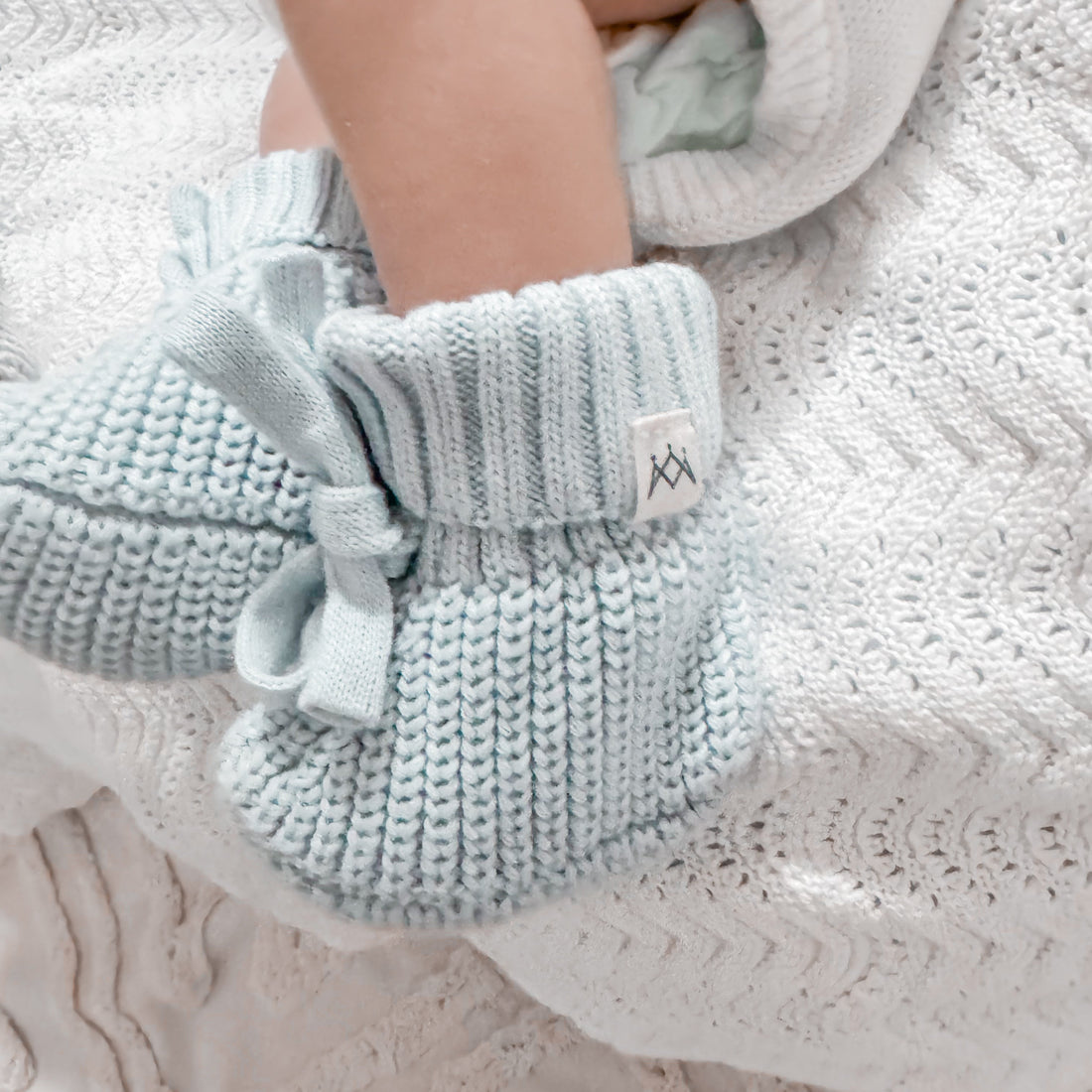 Textured Knit Booties - Stormy Blue