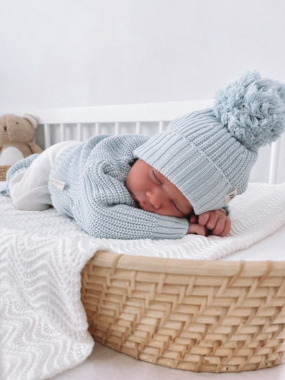 Textured Knit Beanie - Stormy Blue